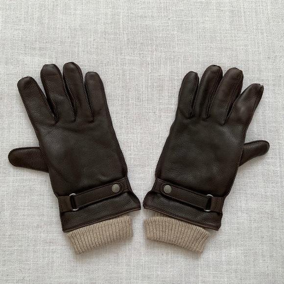 Coach Men’s Brown Leather Wool Lining Gloves Size XL NWOT - Picture 1 of 13